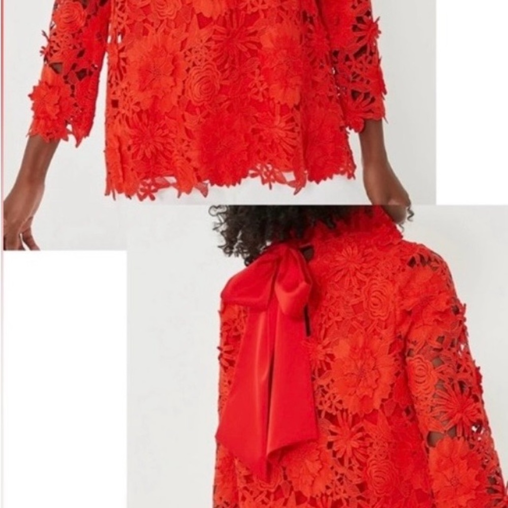 Tuckernuck Red Floral Lace Blouse - Picture 9 of 14